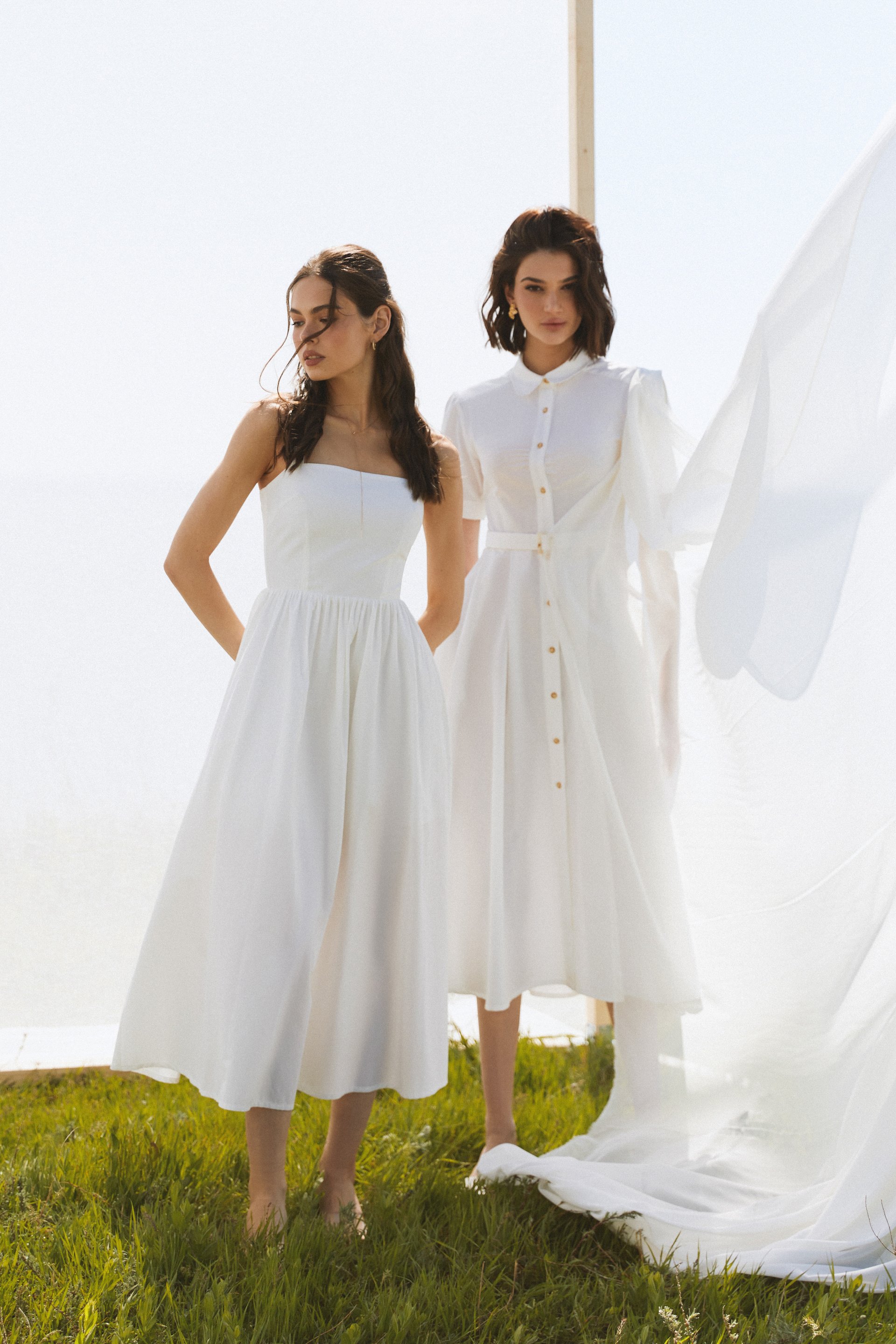 Milk maxi dress with flared skirt (№ 46069) ♡ Gepur - women