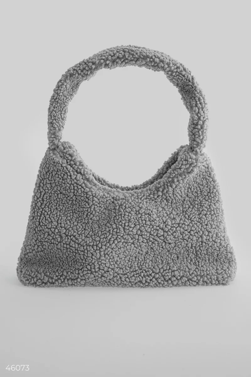 Gray teddy bag made of eco fur photo 1