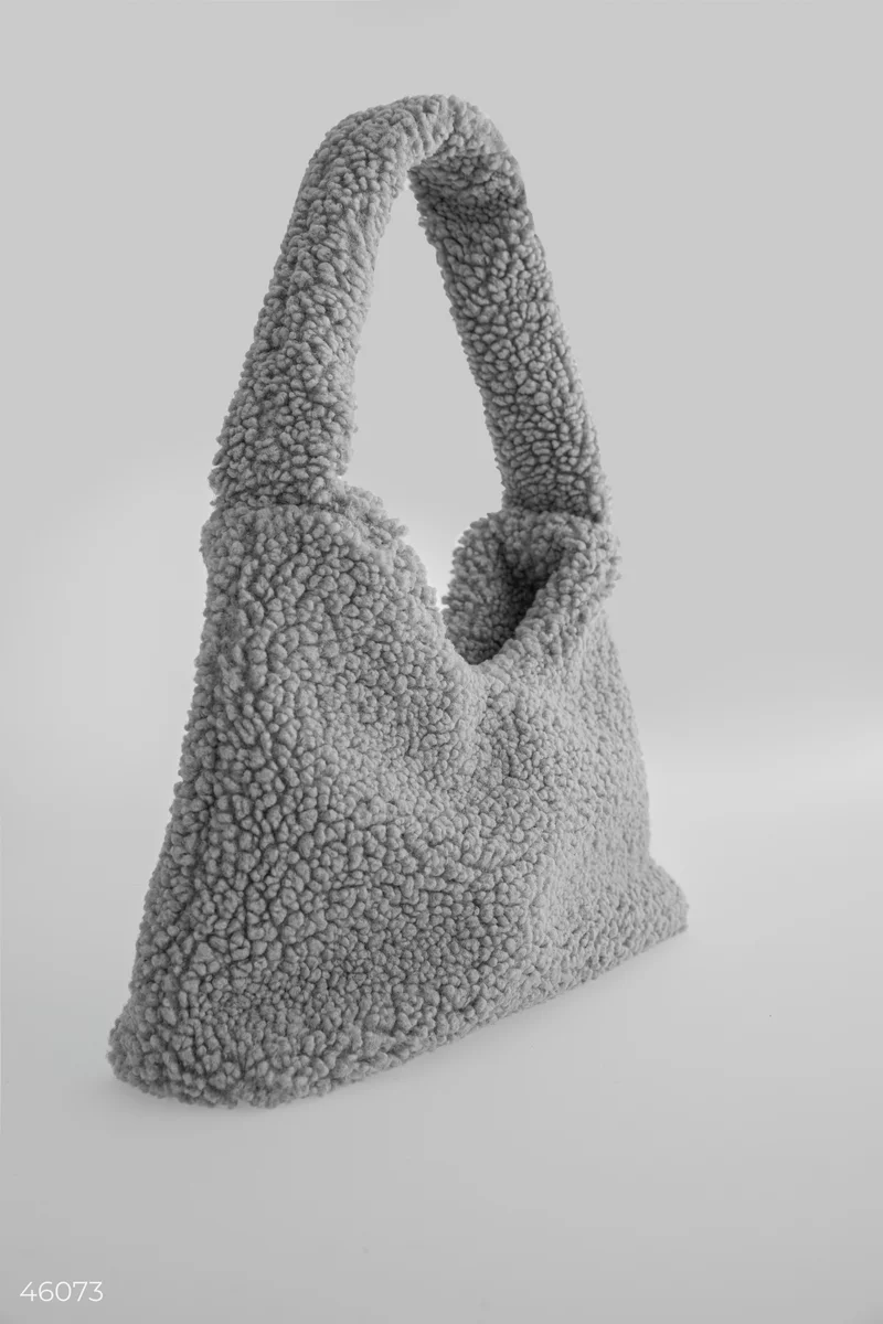 Gray teddy bag made of eco fur photo 2