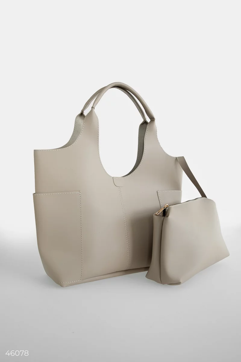 Milk shopper bag made of thick eco-leather photo 1