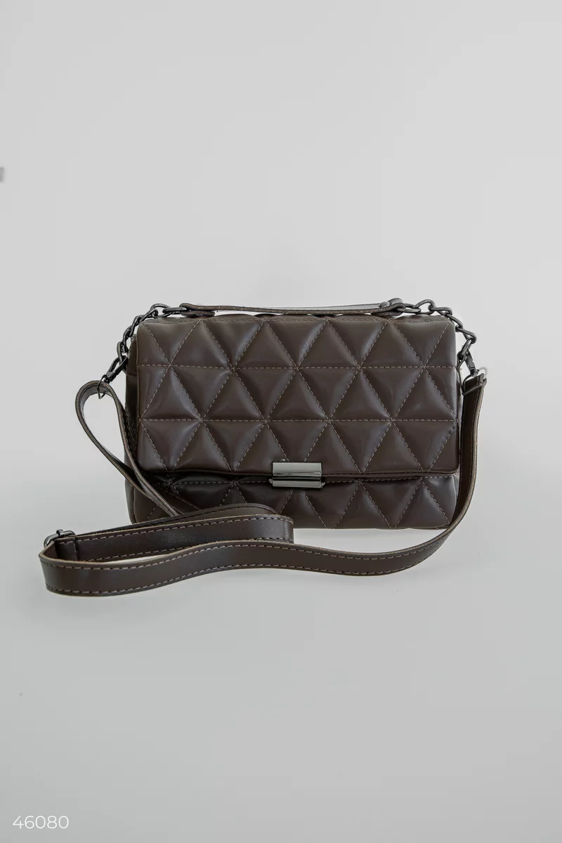 Brown quilted eco-leather bag photo 1