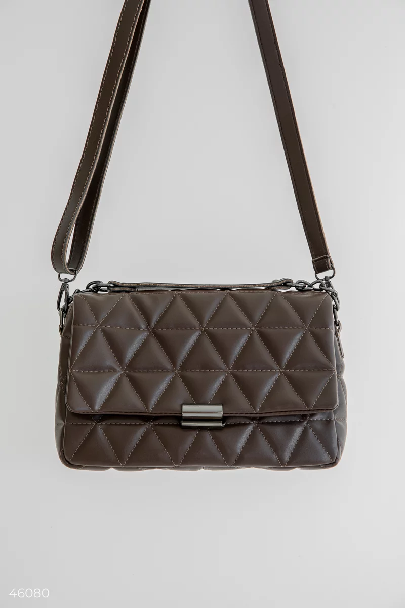 Brown quilted eco-leather bag photo 3
