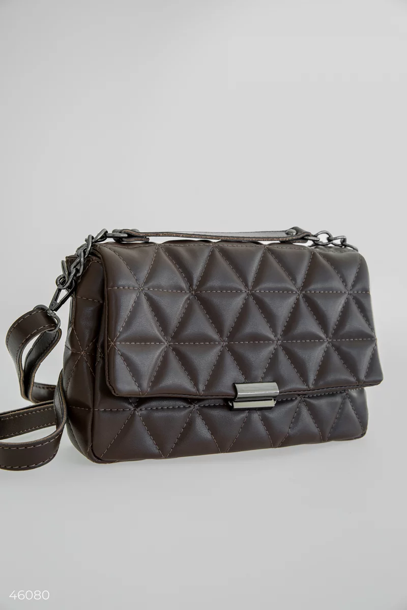 Brown quilted eco-leather bag photo 4