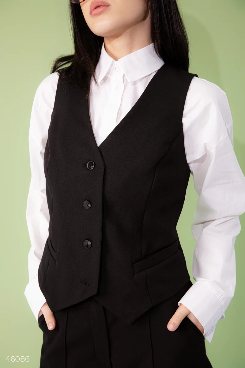 Black waistcoat with a classic cut photo 2