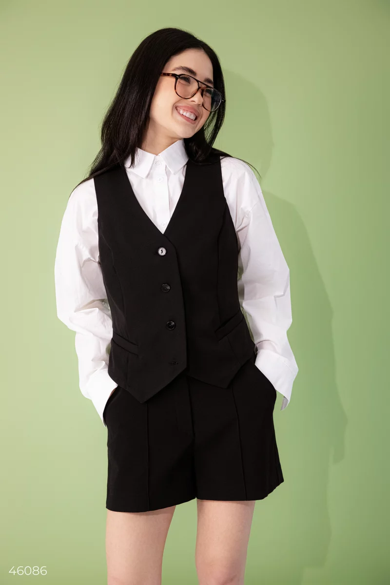 Black waistcoat with a classic cut photo 3
