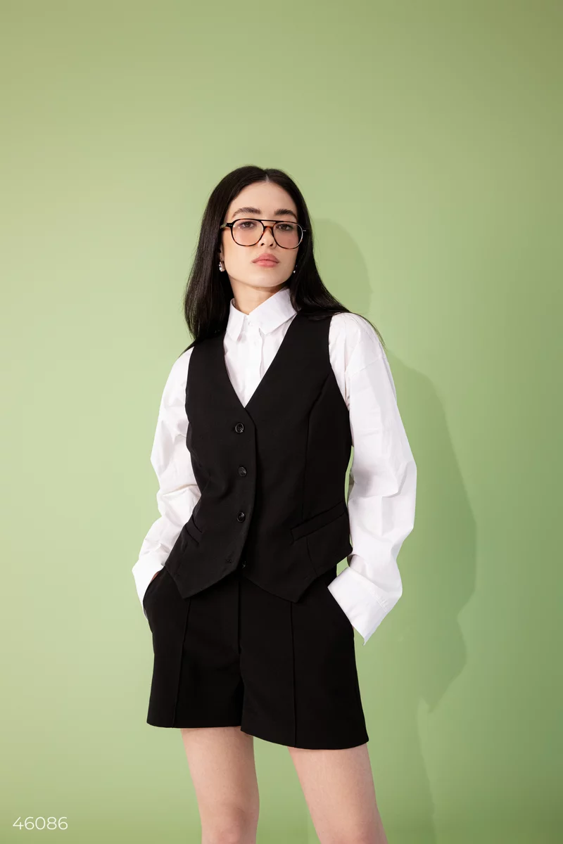 Black waistcoat with a classic cut photo 5