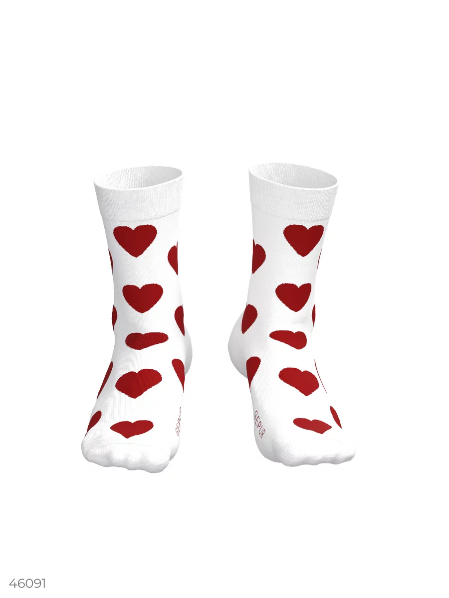 Белые носки с принтом сердца фотография 1