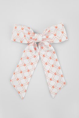 Заколка молочный шелковый бант