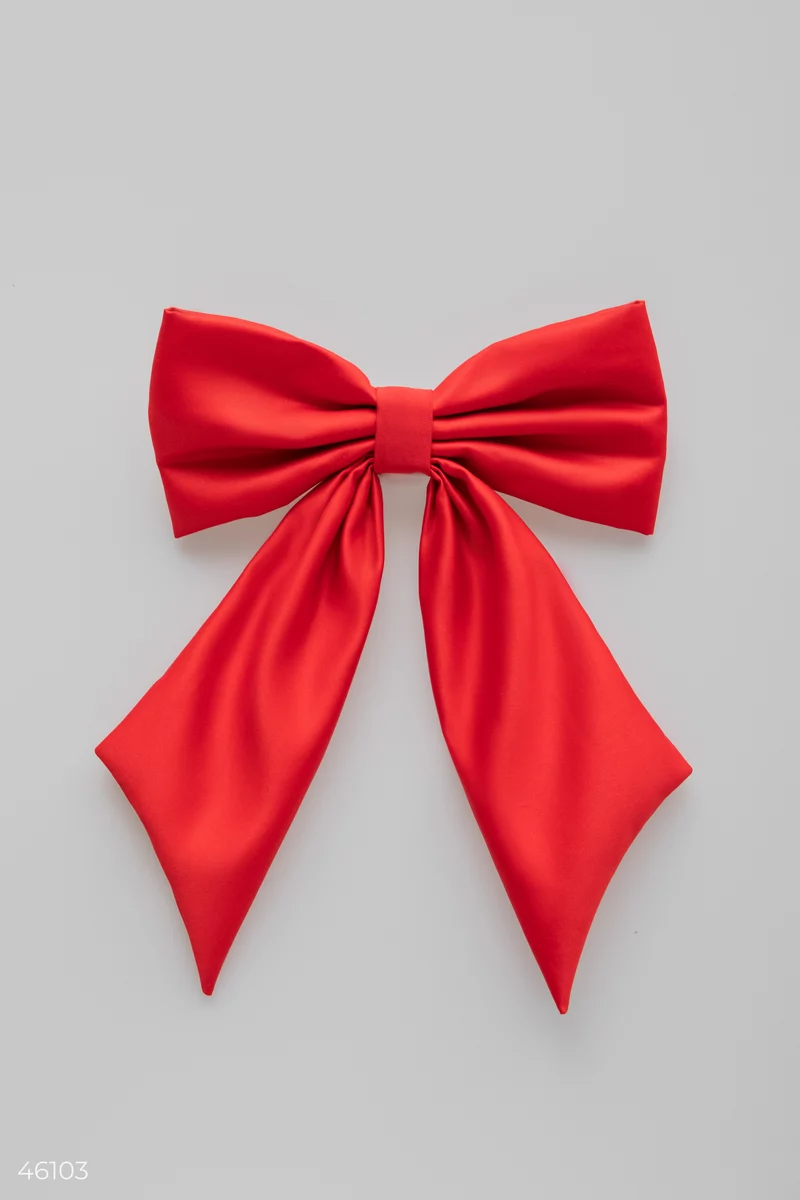 Hairpin red satin bow photo 2