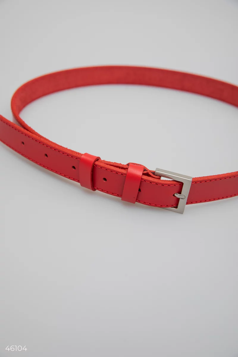 Red belt made of genuine leather photo 4