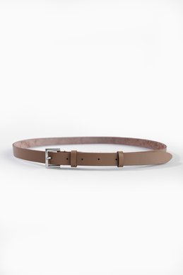 Thin beige belt made of genuine leather photo 2