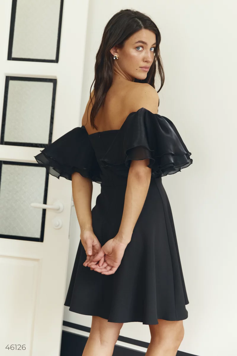 Сукня міні з рукавами-воланами з органзи фотографія 3