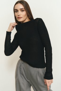 Black longsleeve made of openwork knitwear