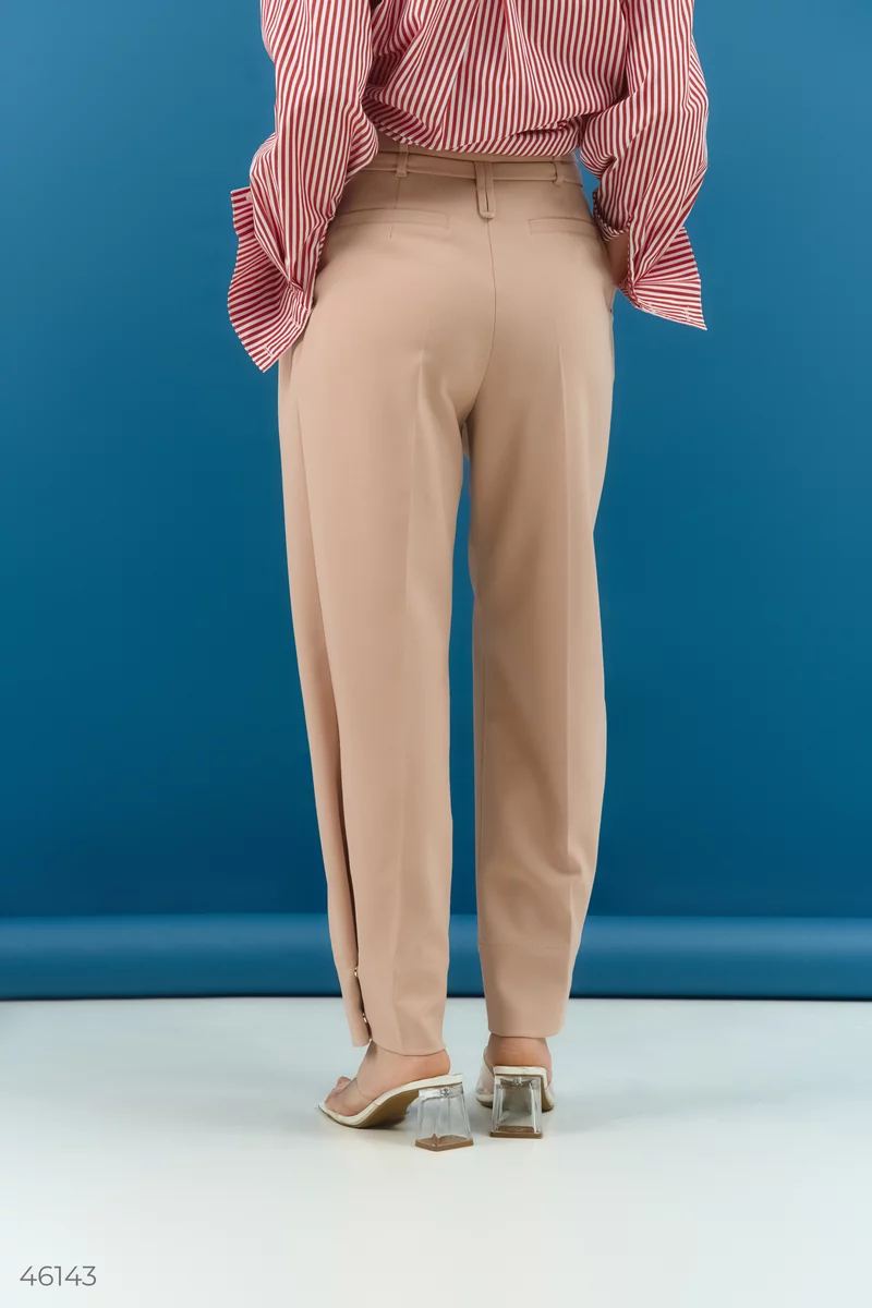 Beige palazzo pants with a belt photo 4
