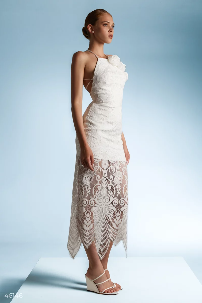 Milk maxi dress with lace photo 3