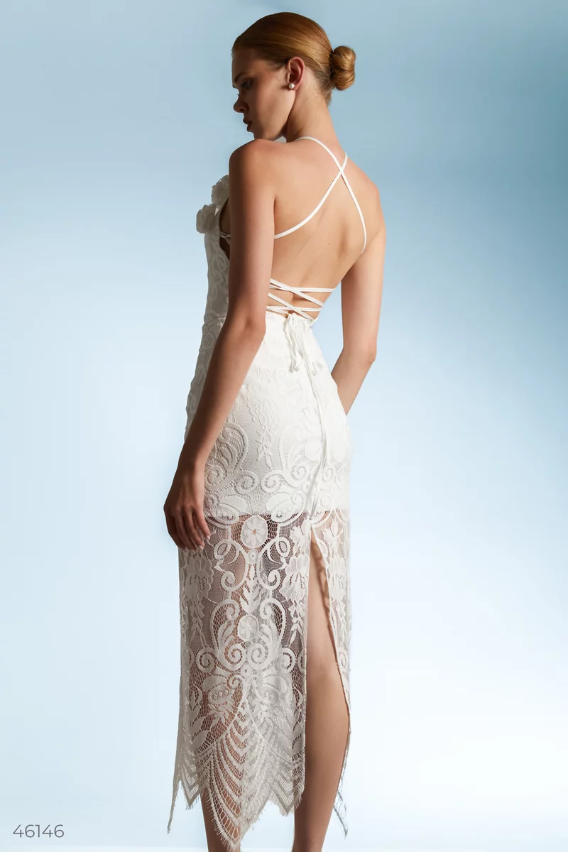 Milk maxi dress with lace photo 4