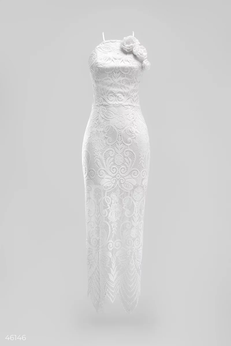 Milk maxi dress with lace photo 5