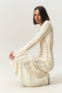 Milk dress with thin openwork knitting photo 2