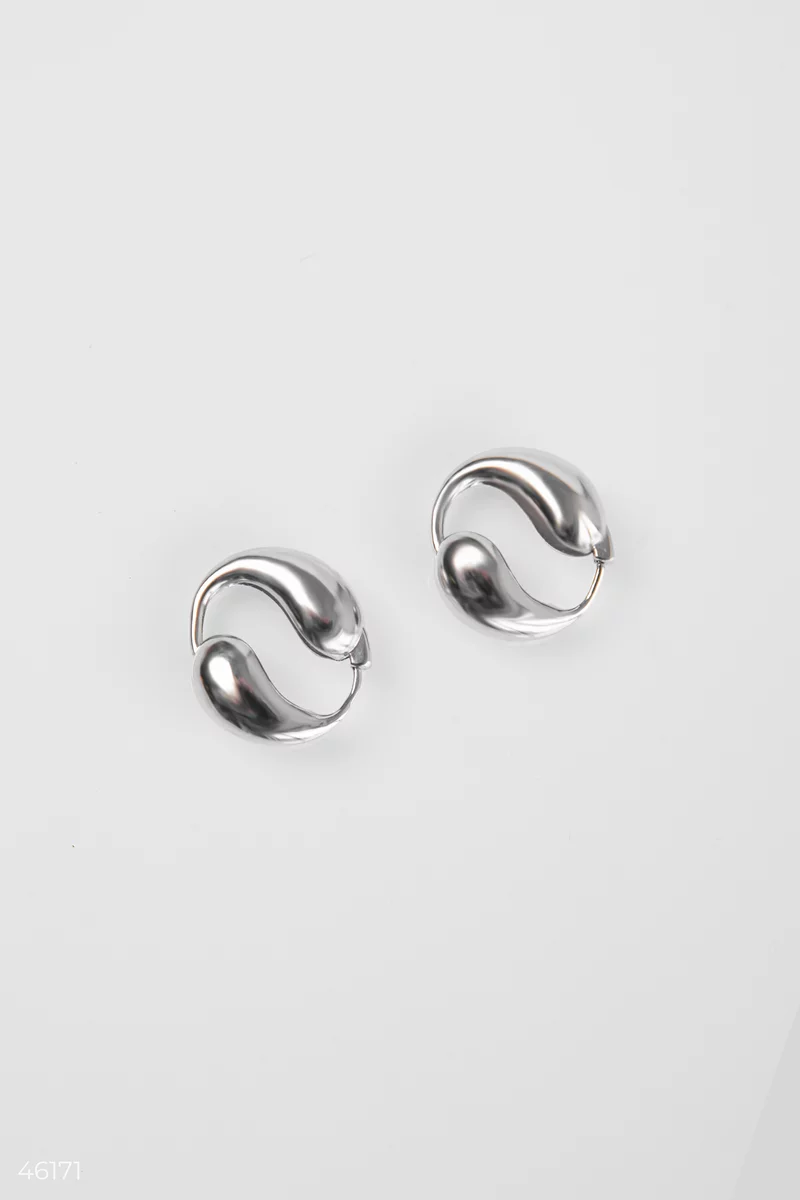 Сріблясті сережки-краплі Інь Янь фотографія 1