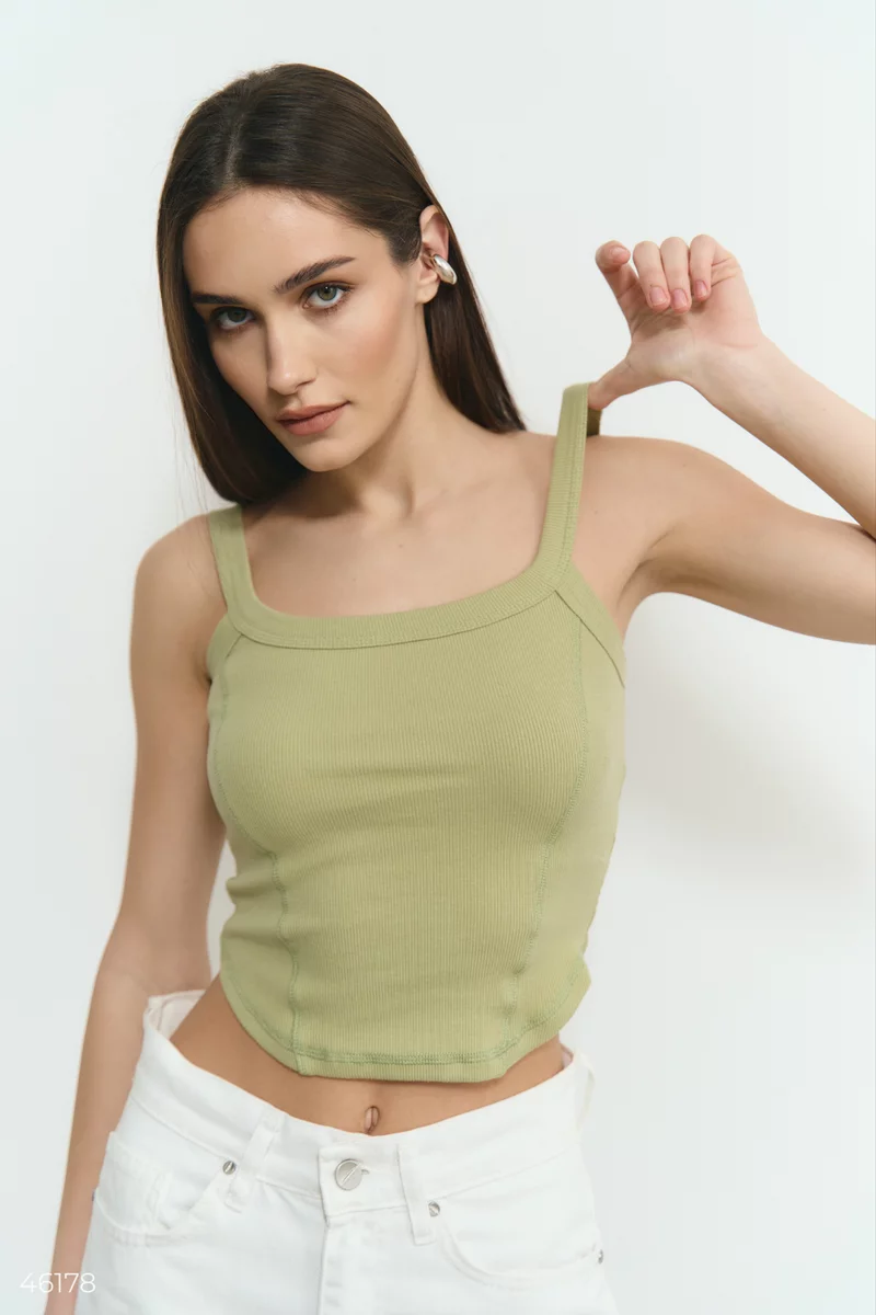 Green crop top with straps photo 5