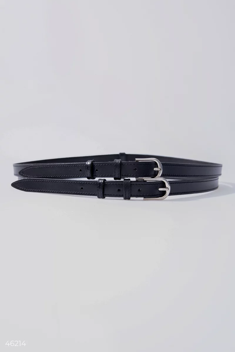 Trendy black belt made of genuine leather photo 3