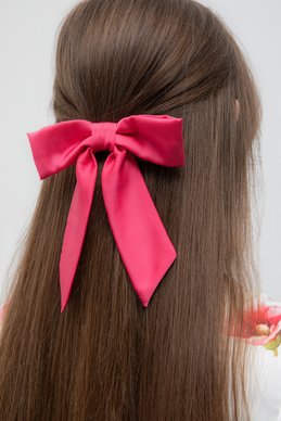 Hairpin raspberry silk bow photo 2