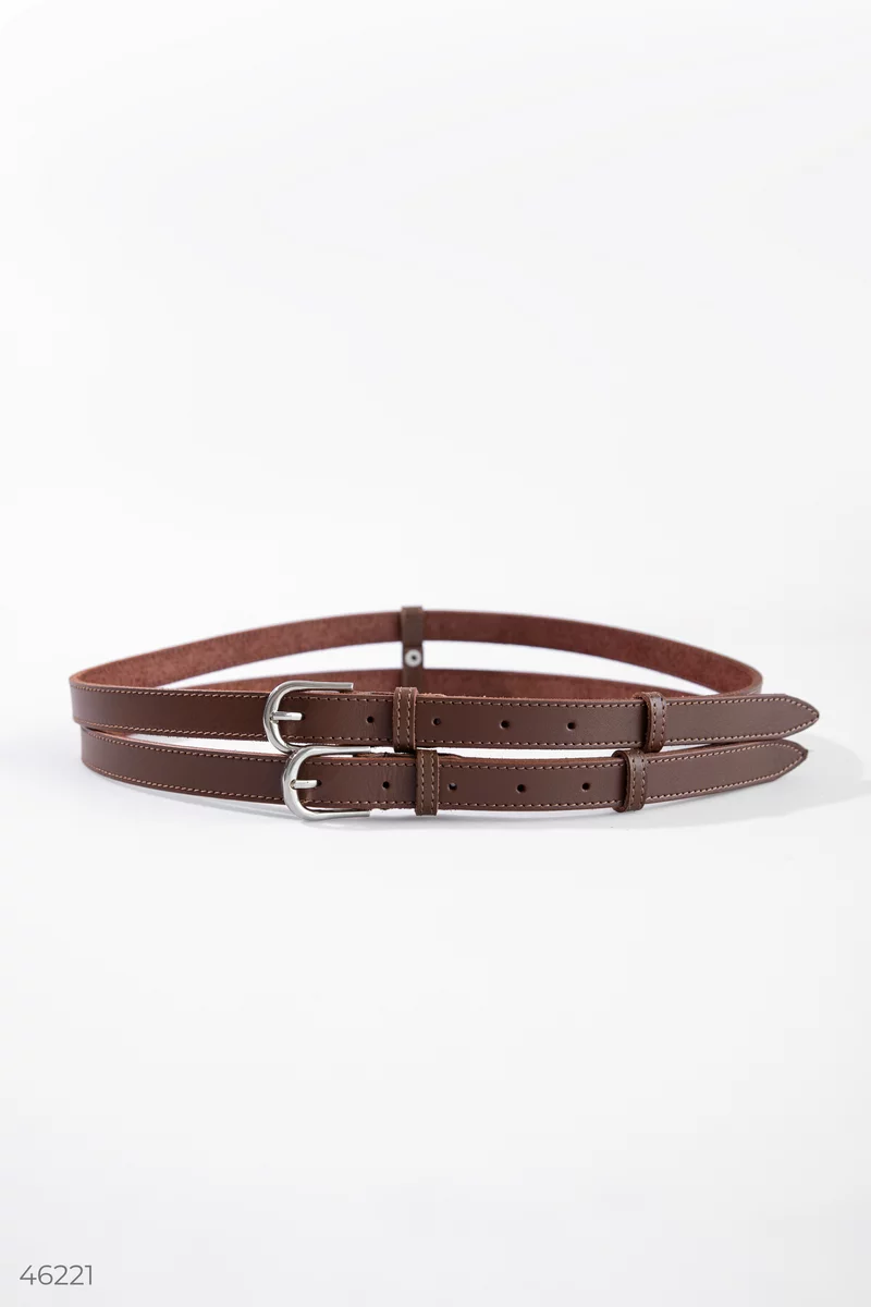 Trendy brown genuine leather belt photo 1