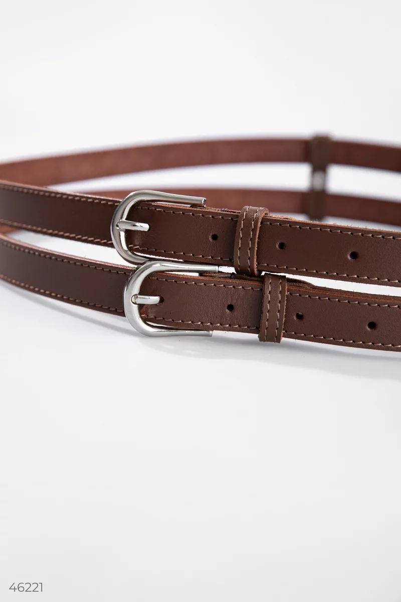 Trendy brown genuine leather belt photo 2