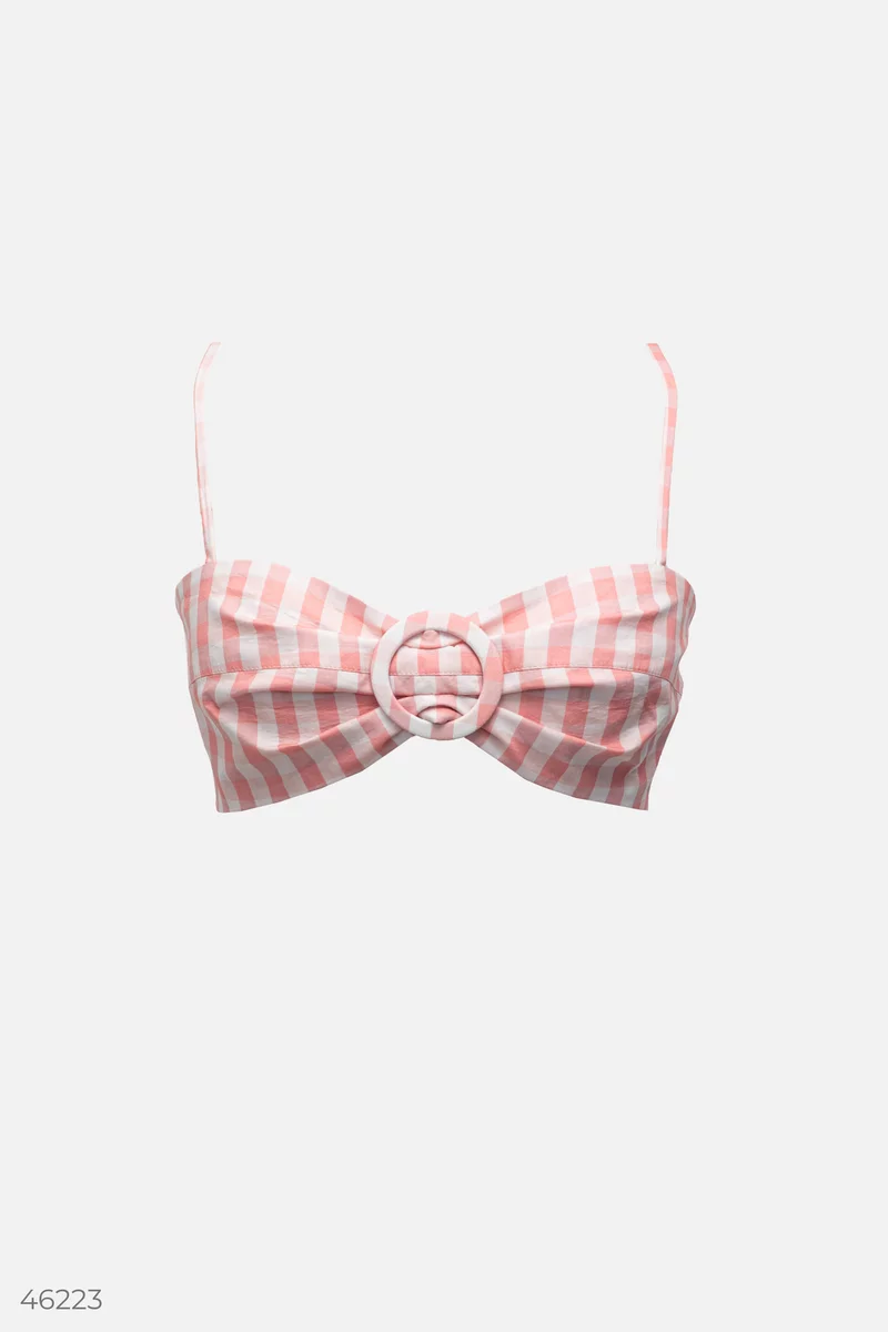 Peach check crop top with straps photo 5