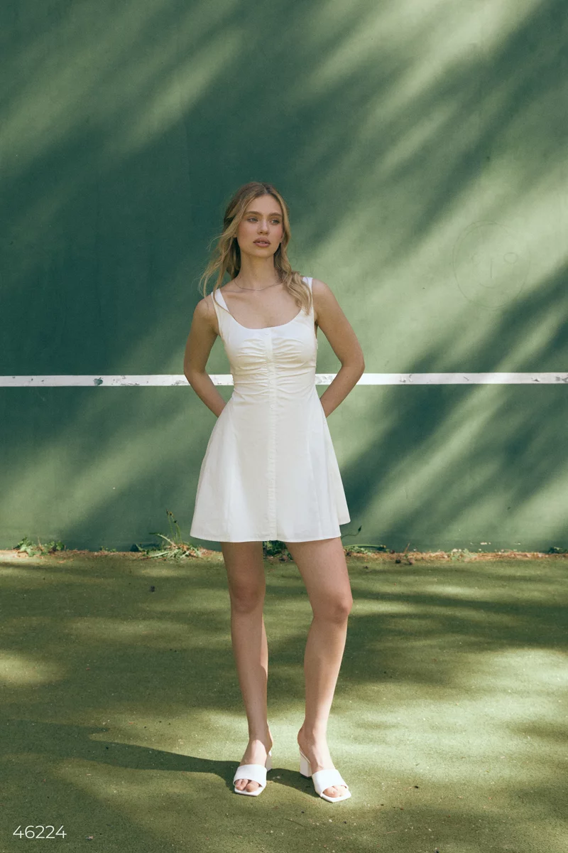 Молочна сукня міні з круглим вирізом фотографія 2