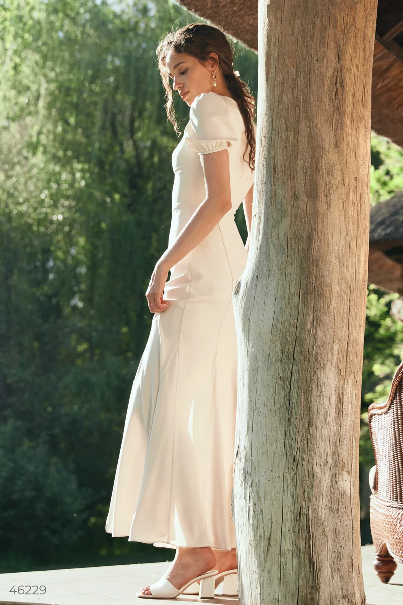 Cream maxi dress with buttons photo 3