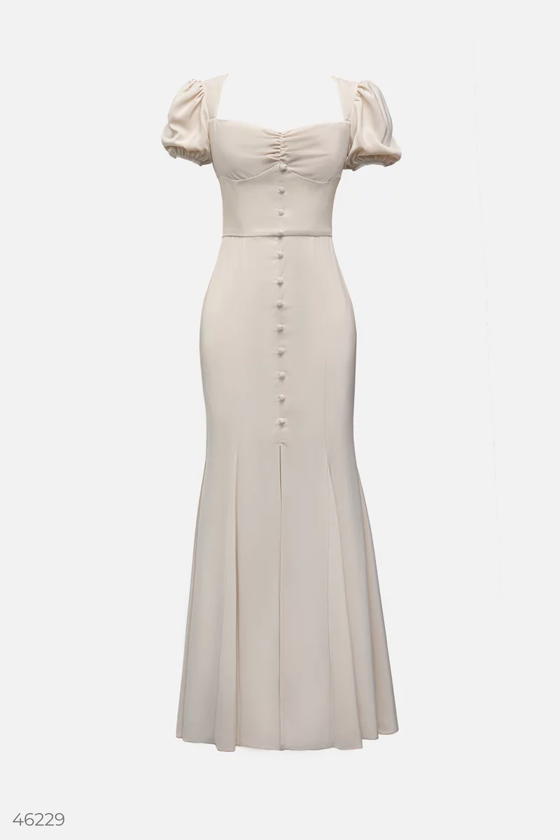 Cream maxi dress with buttons photo 5