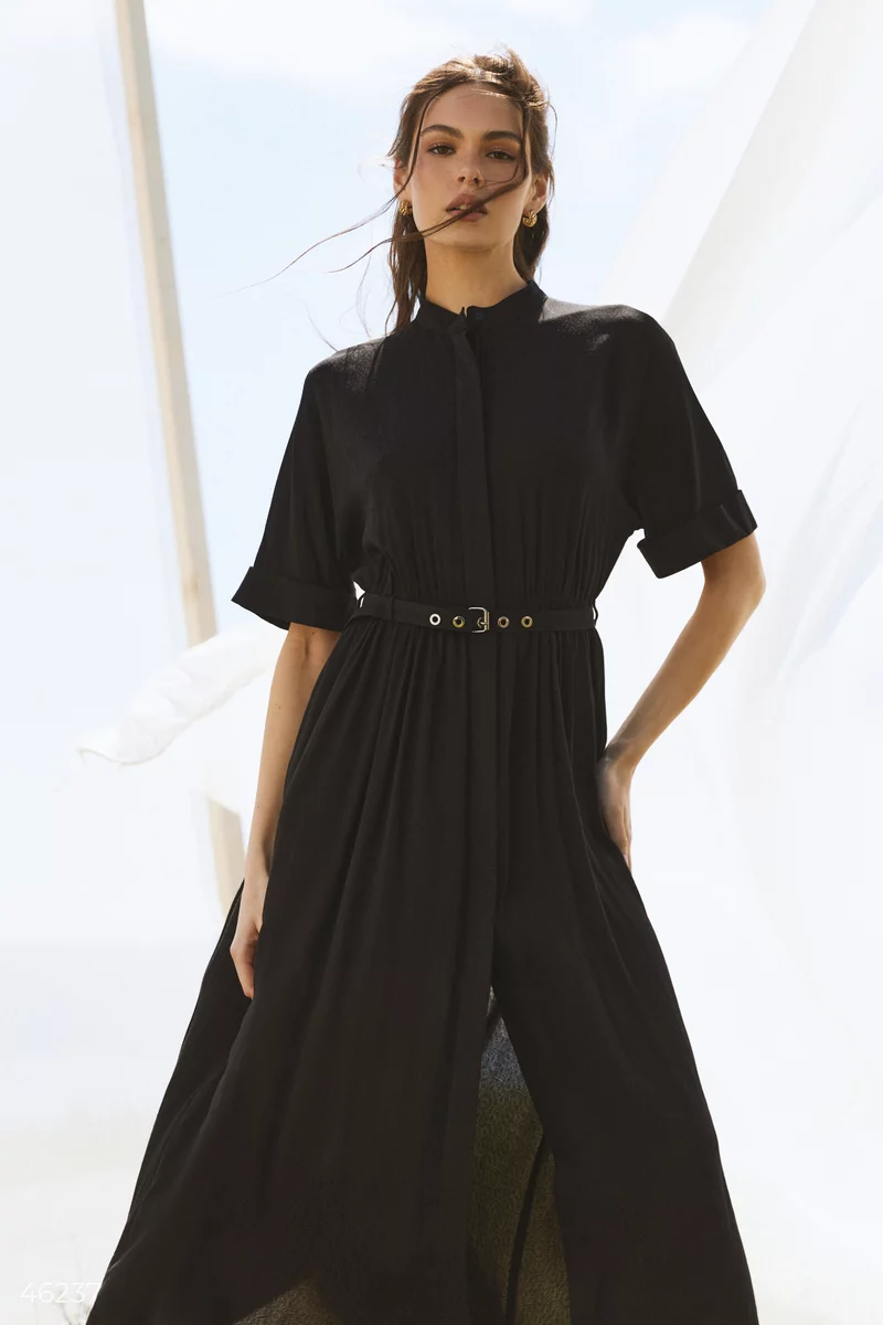 Черное платье миди из батиста фотография 1