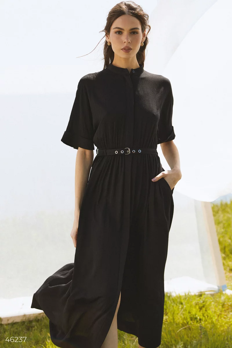 Черное платье миди из батиста фотография 2