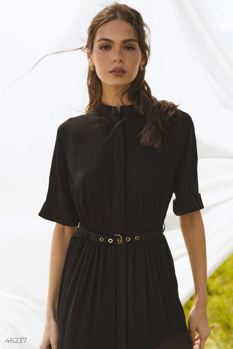 Черное платье миди из батиста фотография 3