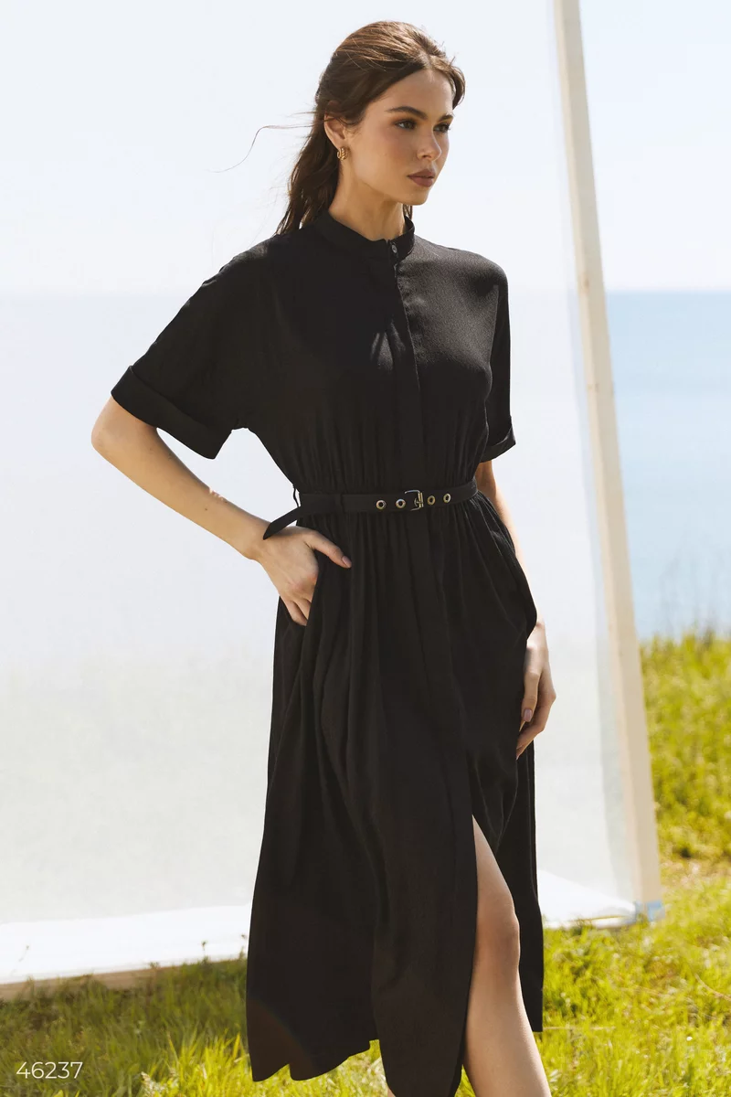 Черное платье миди из батиста фотография 4