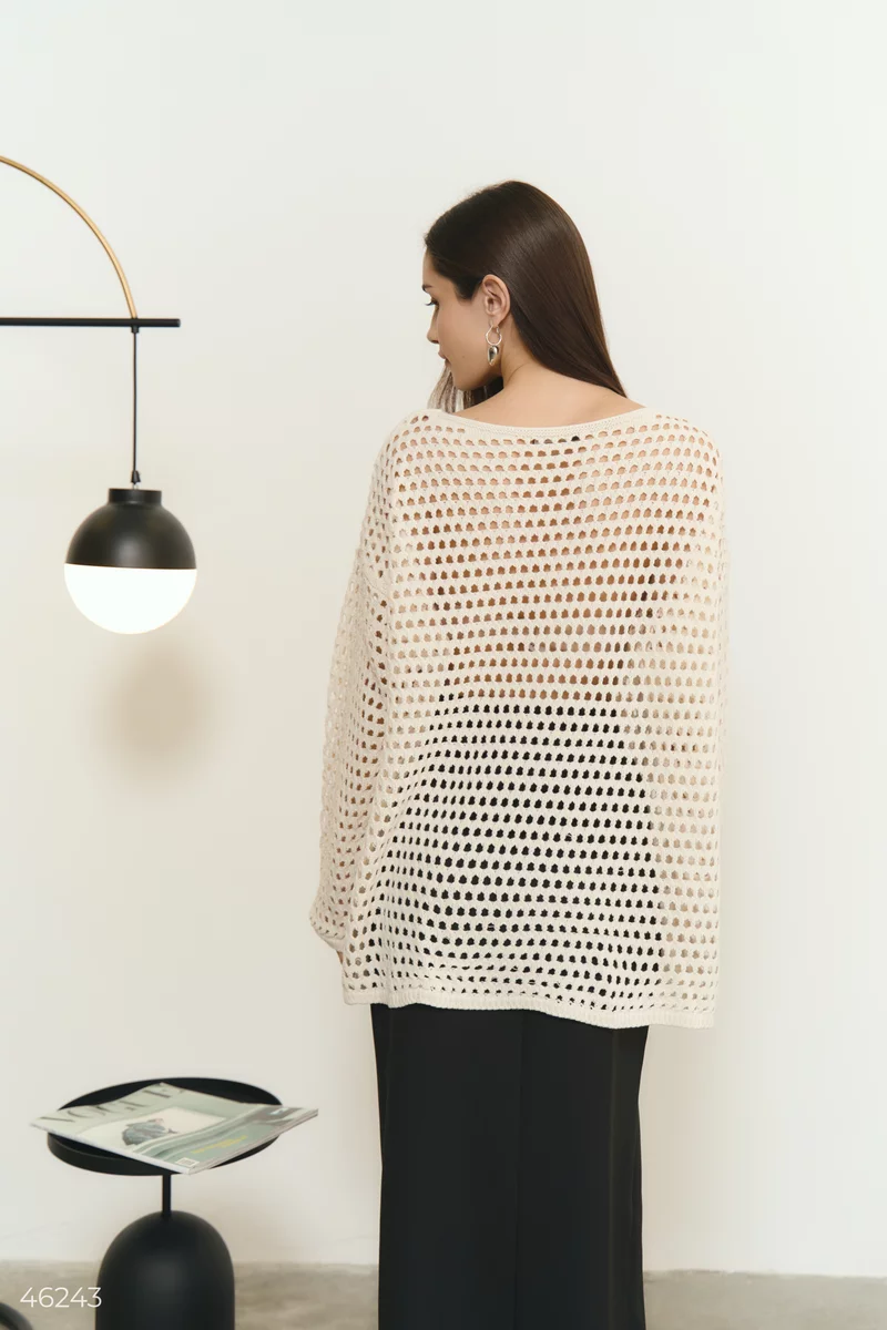 【THE MOZZ】[Premium] Viche Whole Garment Round Knit OP Men's knitted sweater with spread collar - black V3 OM-SWZS