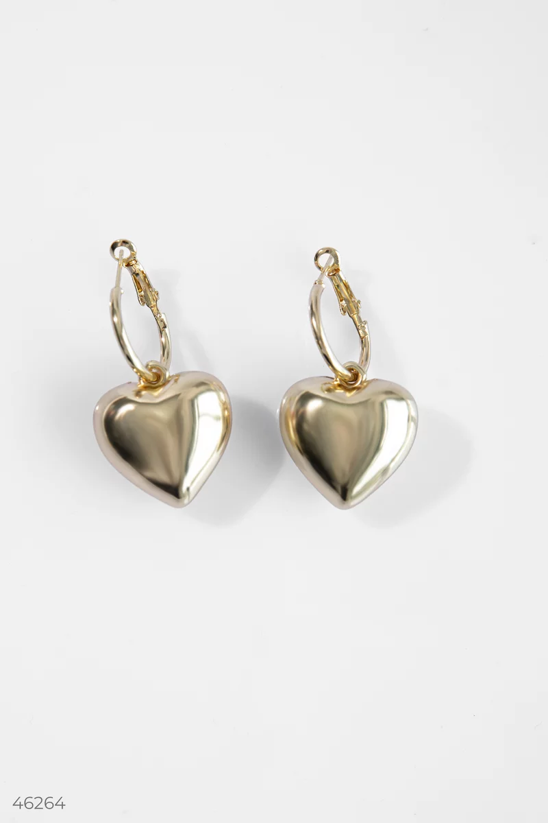 Golden heart earrings photo 2