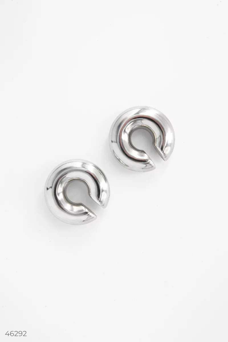 Silver round cuff earrings photo 3