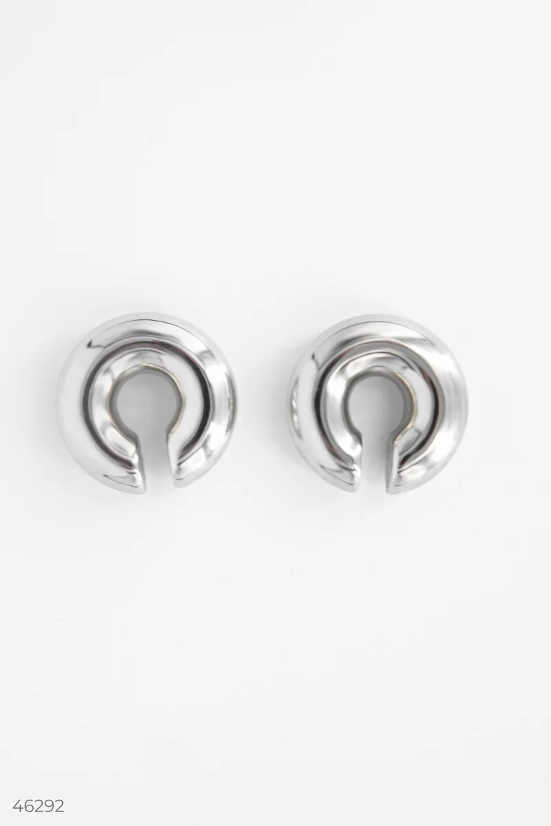 Silver round cuff earrings photo 4