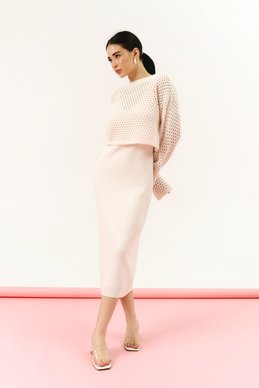 Milk knitted set with a dress photo 1