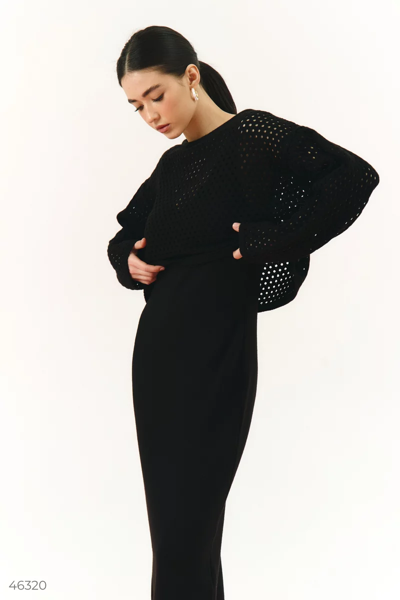 Black knitted set with a dress photo 4
