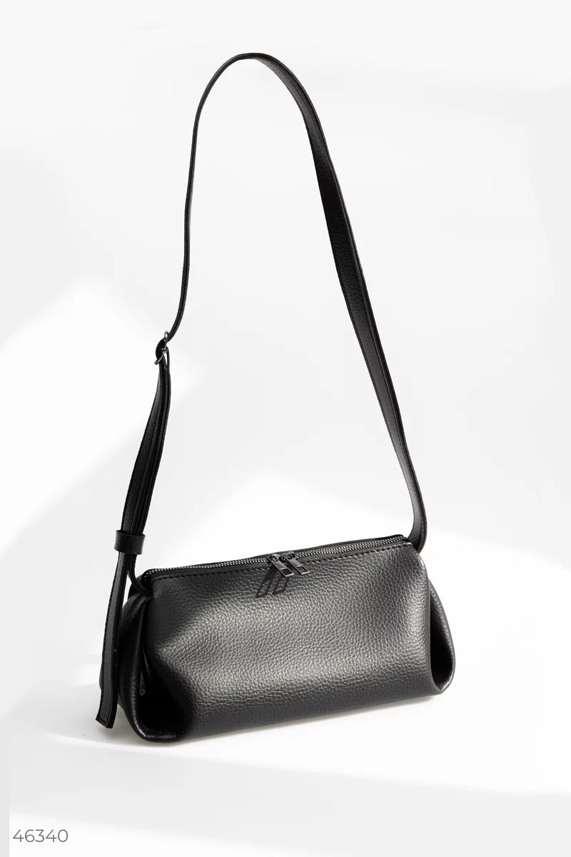 Чорна сумка-багет з екошкіри фотографія 1