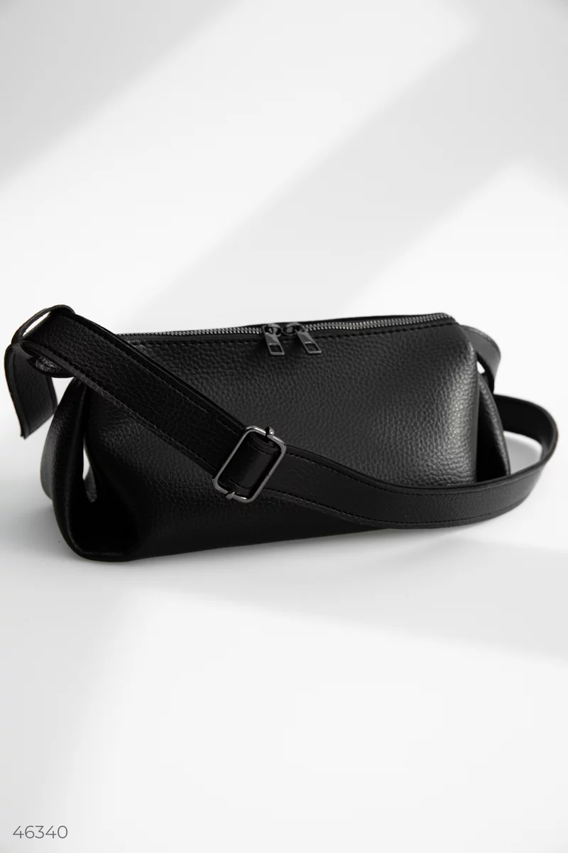 Black baguette bag made of eco-leather photo 2