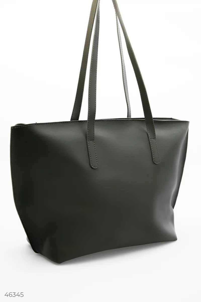 Оливковая вместительная сумка-шопер фотография 2