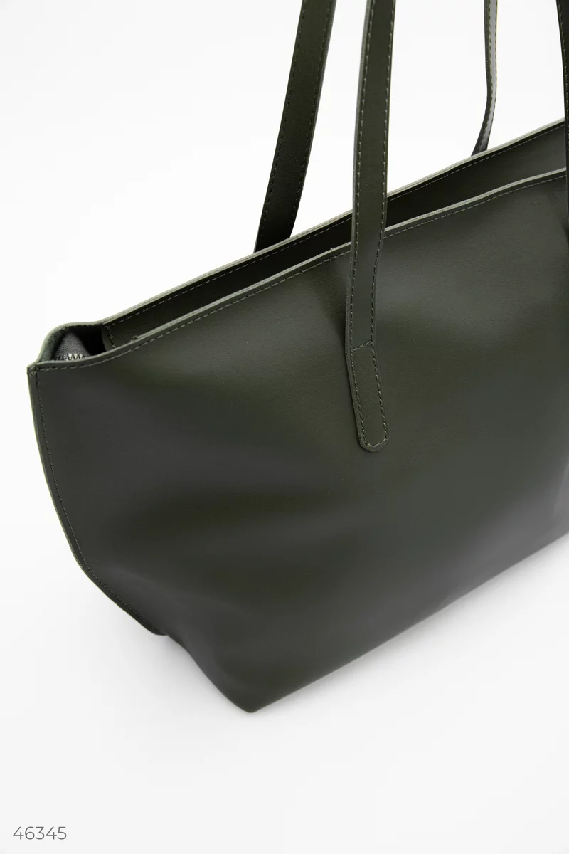 Оливковая вместительная сумка-шопер фотография 3