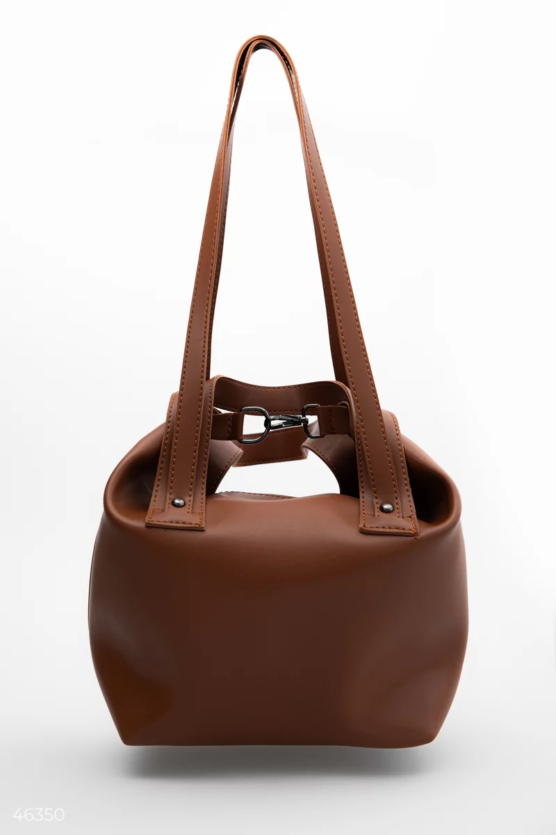 Trapeze bag made of camel color eco-leather photo 2