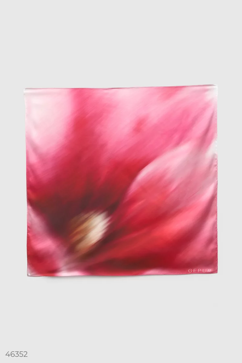 Рожева шовкова хустка із принтом 'Мальва' фотографія 2