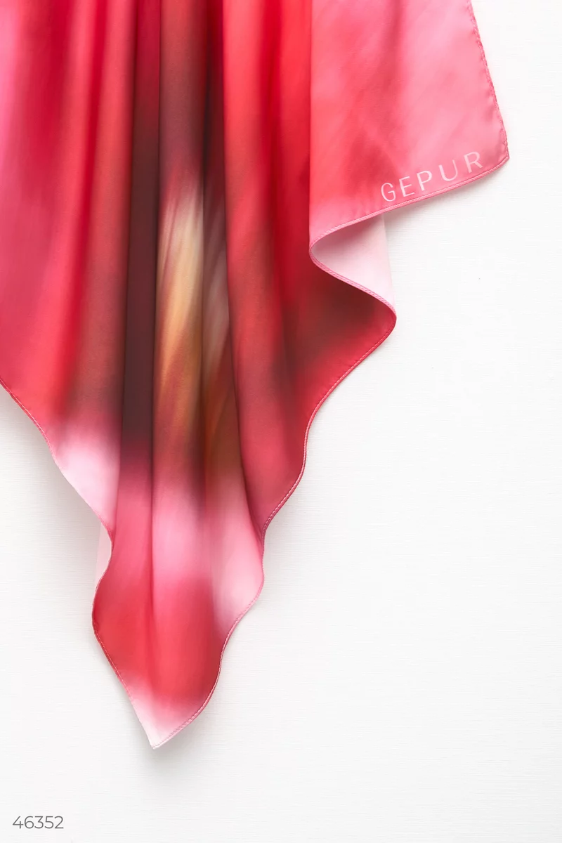 Рожева шовкова хустка із принтом 'Мальва' фотографія 3