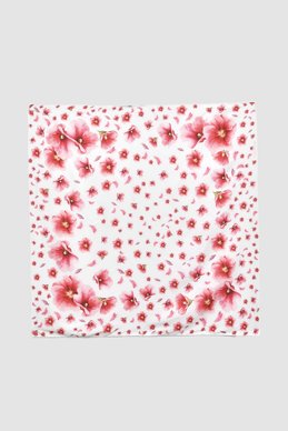 White silk scarf with 'Malva' print
